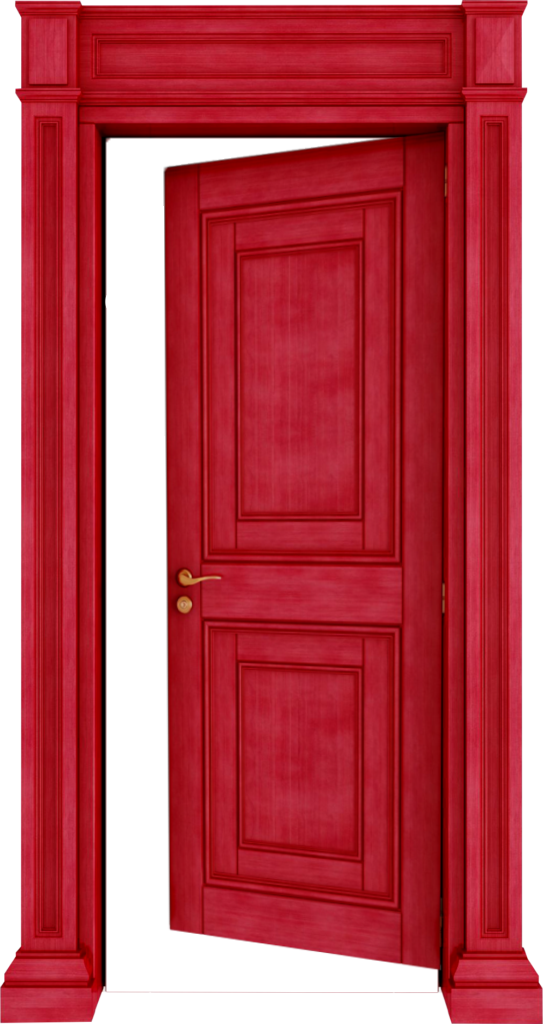 qujam open red door with handle on left