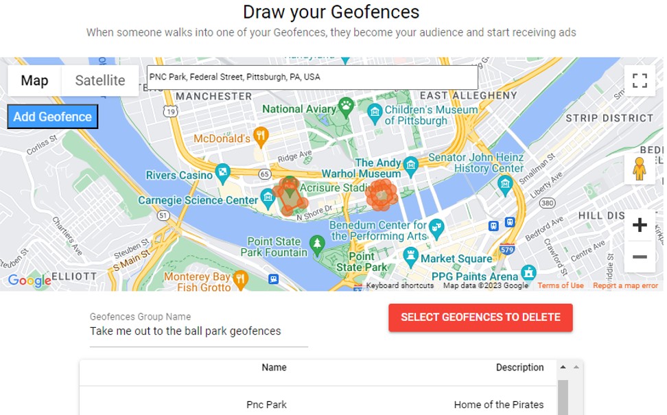 qujam geofencing selection screen shot image