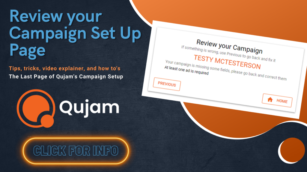 Qujam review your campaign setup thumbnails