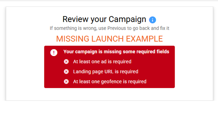 review your campaign and something is missing screen shot on qujam